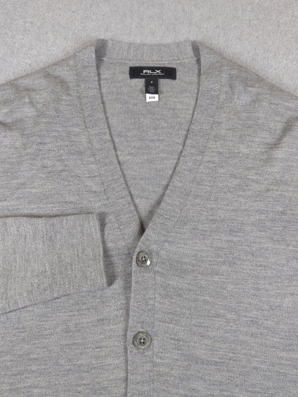 RLX Ralph Lauren Cardigan Sweater Men's Men Gray V-Neck Wool Blend